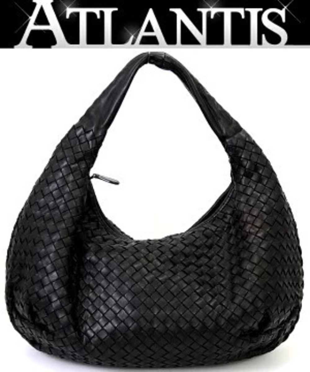 Bottega Veneta Hobo Intrecciato One Shoulder Bag Leather Black